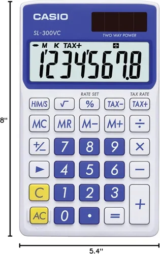 Vista 2 de Calculadora estándar Casio Inc. sl-300vc-pk, Azul