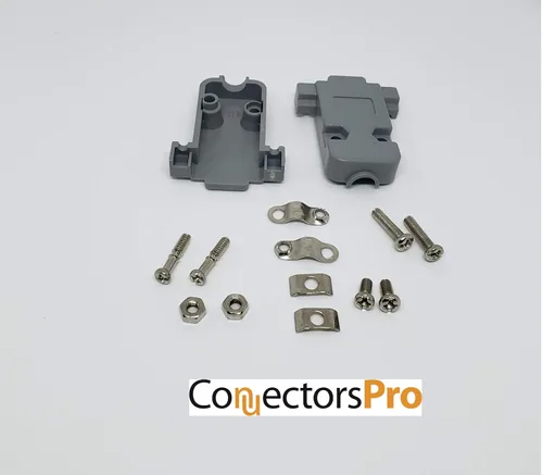 Vista 3 de 5 juegos de engarzado tipo DB9 macho + capuchas de plástico + clavijas D-Sub 9P macho conector engarzado macho, kit de capó de pasador 5 DB9 machos
