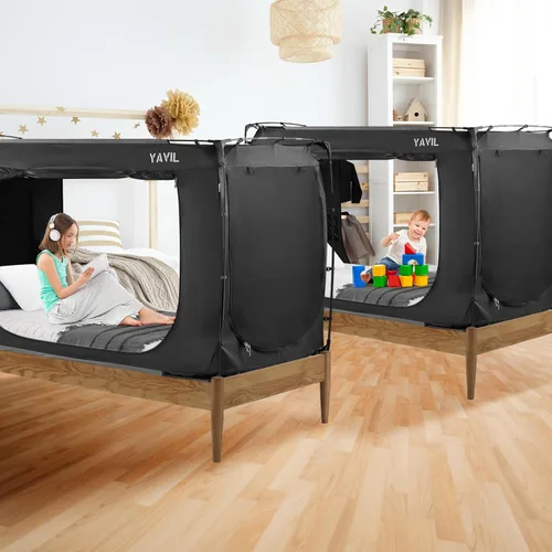 Vista 6 de YAVIL Tienda de Cama Dosel de Cama Tamaño Twin, Tiendas de Campaña Portátiles para Dormir, Tiendas de Campaña de Ensueño para Interiores para Niños