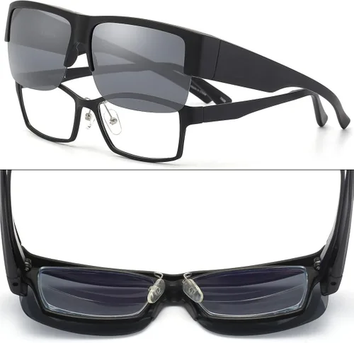 Vista 4 de CAXMAN Fit Over Glasses Sunglasses for Men Women Polarized Lens 100 UV Protection