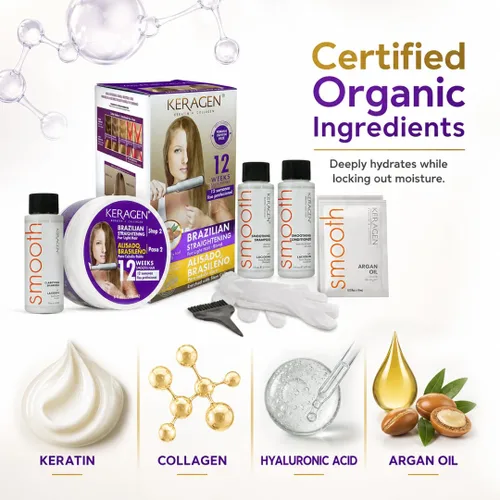 Vista 6 de KERAGEN Kit de alisado de cabello en casa, control de encrespamiento