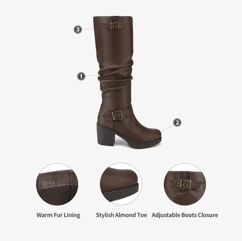 Vista 5 de Dream Pairs - Botas a la rodilla de tacón grueso para mujer