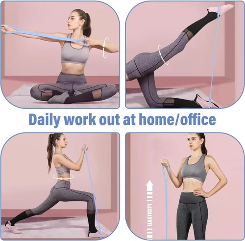 Vista 5 de Figura 8 Banda de resistencia para fitness, brazo y espalda, hombro, cuerda elástica, banda de fitness, pie, pierna, estirador de manos, ejercitador
