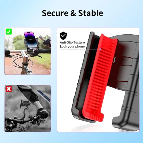 Vista 4 de Soporte de teléfono para bicicleta, soporte de teléfono para motocicleta, apto para cámara, abrazadera de manillar resistente para bicicleta