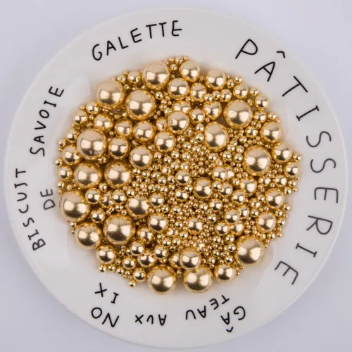 Vista 2 de Sentovac - Gránulos de azúcar con perlas doradas brillantes para decoración de pasteles, tamaño mezclador, 1 botella de 4.23 onzas, decoración