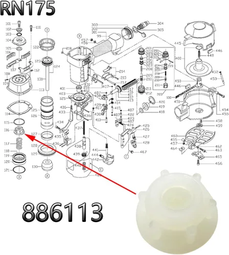Vista 3 de Parada de parachoques de pistón 886113 compatible con cable Porter RN175 tipo 1 RN175 tipo 2 FN250A