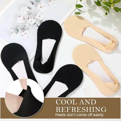 Vista 7 de 10 Pairs No Show Socks Women Men Low Cut Liner Socks Ice Silk Socks Nonslip Liner Socks Invisible Socks Thin Socks