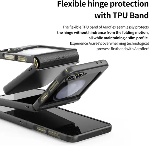 Vista 6 de araree Aero Flex - Funda con tapa para Galaxy Z con protección de bisagra, funda protectora delgada (PC) con protector de bisagra (TPU), compatible