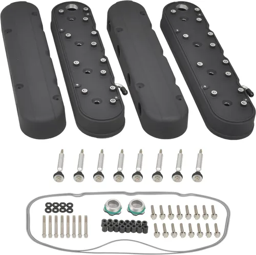 Vista 13 de Cubierta de válvula de motores de aluminio fundido con soportes de bobina compatible con GM LS LS1 LS2 LS3 LS6 5.3 6.0 - Negro