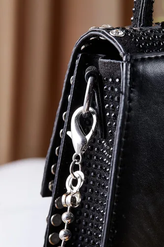 Vista 6 de Bolso de noche cruzado con diamantes de imitación con purpurina Bolso de mano de cristal de moda con asa superior para cóctel, fiesta, club, bolso