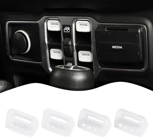 Vista 21 de JeCar 4 piezas para Jeep Wrangler Cubierta de botón del interruptor de ventana de la moldura interior negra para Jeep Wrangler JL JLU Gladiator JT