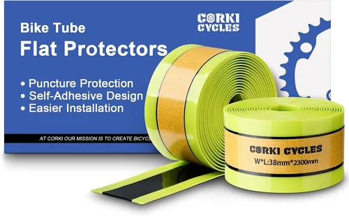 Vista 11 de Corki Cycles - Protectores planos para tubo de bicicleta y revestimientos de neumáticos autoadhesivos, se adapta a bicicletas de carretera