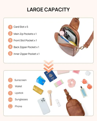 Vista 3 de Bolsos cruzados de Telena para mujer, bolso de piel para mujer, bolso cruzado de bandolera para mujer, bolso de viaje