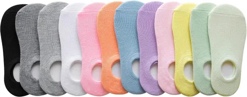 Vista 6 de Tenpluszero 12 pares de calcetines antideslizantes de algodón de corte bajo para niños y niñas, de 2 a 12 años
