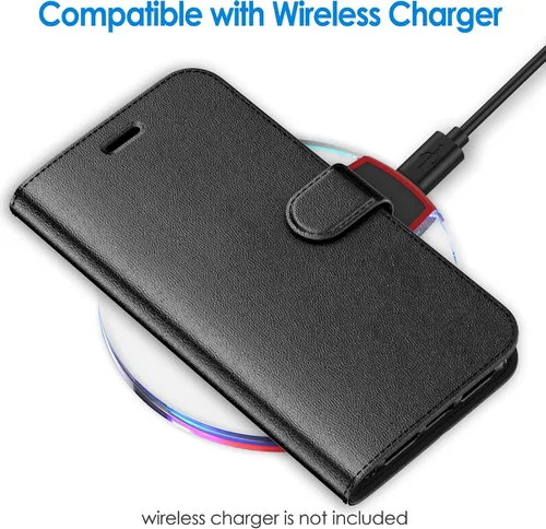 Vista 6 de JETech Funda tipo cartera para iPhone 11 de 6.1 pulgadas, a prueba de golpes, de piel sintética, magnética, con tarjetero y función de soporte, Negro