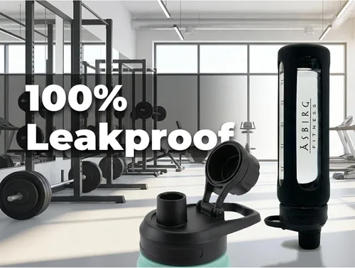Vista 5 de 2.0 Botella mezcladora de proteínas de vidrio de 35 onzas, sin BPA, tapa a prueba de fugas, bola mezcladora de acero inoxidable y funda