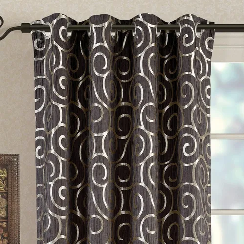 Vista 2 de Royal Tuscany - Paneles de cortina de ventana con textura jacquard abstracto con ojales superiores, juego de 2 paneles, 52 x 96 pulgadas cada uno