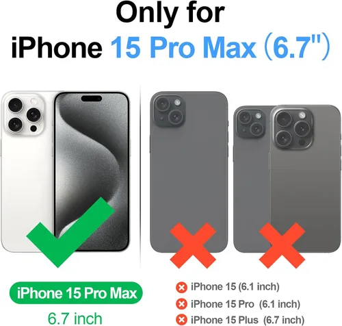 Vista 2 de Antsturdy Compatible con iPhone 15 Pro Max Funda Cartera para Mujeres【Bloqueo RFID】Funda de Teléfono Cruzada de Cuero PU con Cremallera y Correa