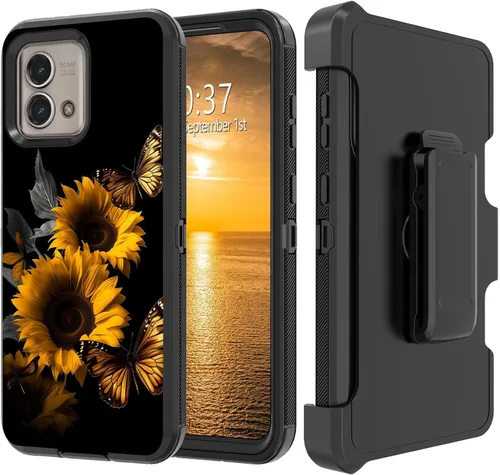 Vista 128 de Funda para Moto G Stylus 5G 2023 con funda de clip para cinturón y soporte, resistente de doble capa, resistente a prueba de golpes, para Motorola
