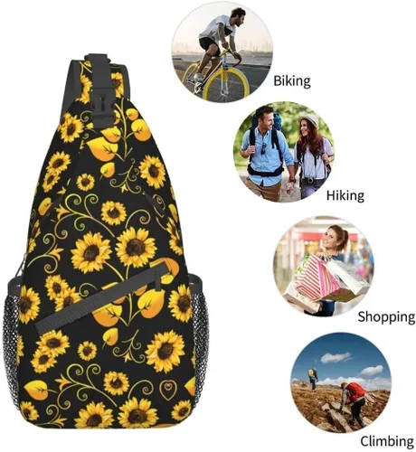 Vista 6 de COFEIYISI Mochila bandolera unisex para hombres y mujeres, bolsa casual para el pecho, mochila de hombro, mochila de viaje para senderismo, amarillo