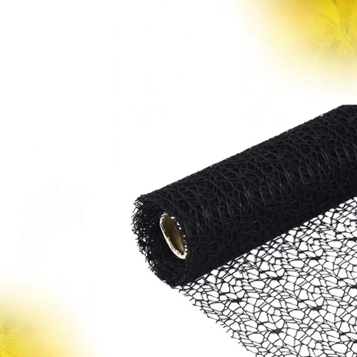 Vista 7 de EXCEART Rollo de gasa jacquard negro de 15.7 in de ancho x 70 pulgadas de largo, malla decorativa para manualidades, proyectos escolares, envoltura
