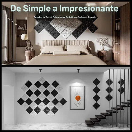 Vista 2 de ROOME Paneles decorativos 3D de 12 x 12 pulgadas, cortables y aptos para bricolaje, panel de pared de PVC resistente al fuego, modernos paneles