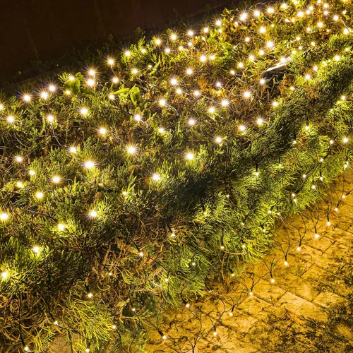 Vista 9 de Dazzle Bright - Red de luces de Navidad de 12 x 3.6 metros, 360 luces LED, 8 modos, luces de malla conectables con cable verde impermeable, luces