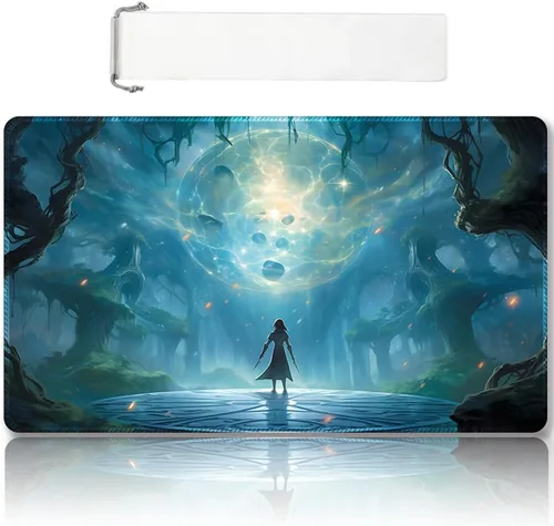Vista 11 de Tapete de juego MTG cosido de alta calidad con zonas y parte trasera de goma antideslizante, tapete de juego TCG para MTG y otros juegos de cartas