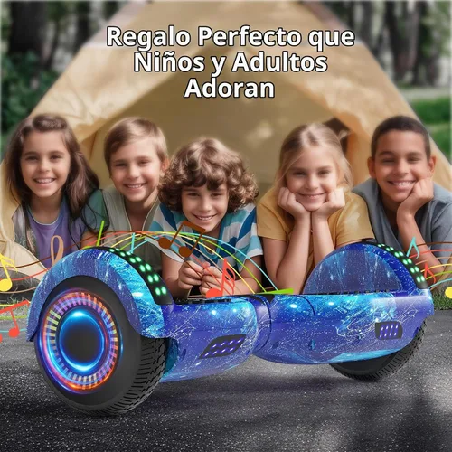 Vista 7 de Kids Scooter with Bluetooth Speaker & Corlorful LED Lights, Dual 250W Motor 7.5 Mph Speed, Gifts for All Ages Azul Galaxia