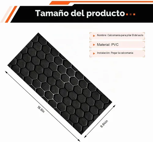 Vista 2 de 2 calcomanías de pilar B para automóvil, diseño de panal 3D con patrón hexagonal de pilar B, impermeables, resistentes a los arañazos, calcomanías
