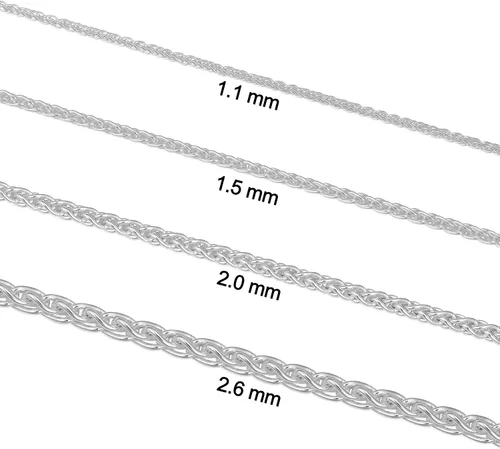 Vista 2 de Kooljewelry 925 Sterling Silver Round Wheat Chain Necklace (1 mm, 1.5 mm, 2 mm or 2.6 mm) Made in Italy