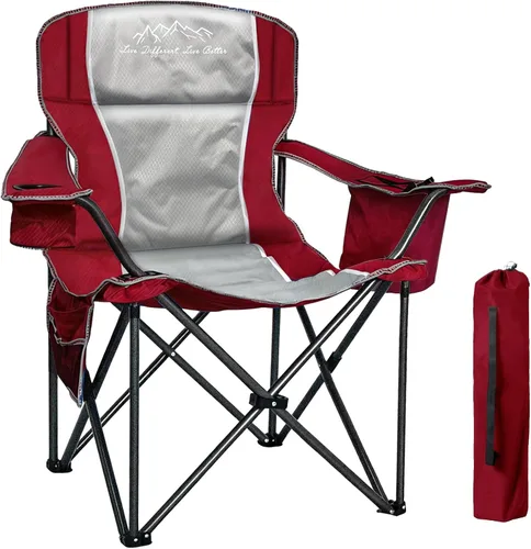 Vista 12 de Sillas de campamento para adultos de alta resistencia de 500 libras de capacidad, silla plegable de respaldo alto con marco de acero grueso, silla