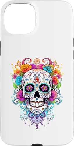 Vista 9 de Halloween Sugar Skull Flower Calavera Dia De Los Muertos Case for iPhone 17