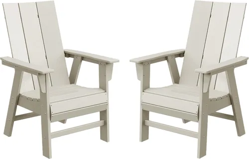 Vista 11 de WestinTrends Ashore - Juego de 2 sillas de comedor Adirondack de plástico HDPE para exteriores, color negro