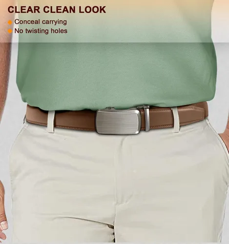Vista 7 de BULLIANT Cinturón para Hombre, Cinturón de Trinquete Deslizante Ajustable para Hombre para Traje Casual Jeans, Viene en Caja de Regalo, Recortar