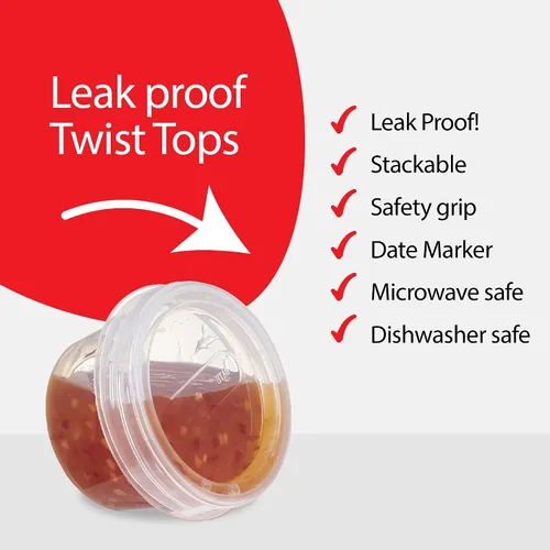 Vista 5 de PLASTICPRO Paquete de 6 recipientes de almacenamiento de alimentos con tapa giratoria con rosca transparente, recipientes reutilizables