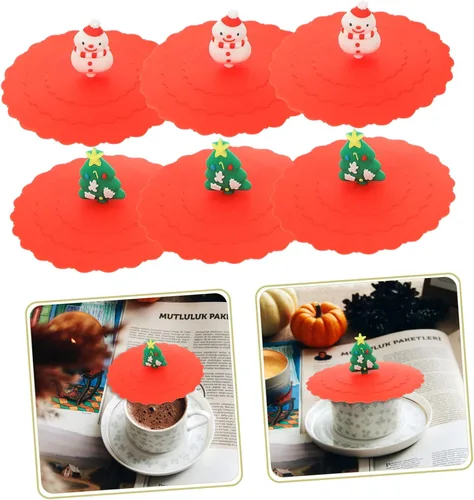 Vista 3 de BESTOYARD 30 piezas de silicona de Navidad tapa de taza de té taza de café, tapa de taza de té, tapa de taza de Navidad, tapas de taza de Navidad