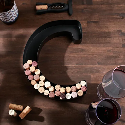 Vista 7 de Soporte de corcho con letra de vino (C) Arte decorativo de pared