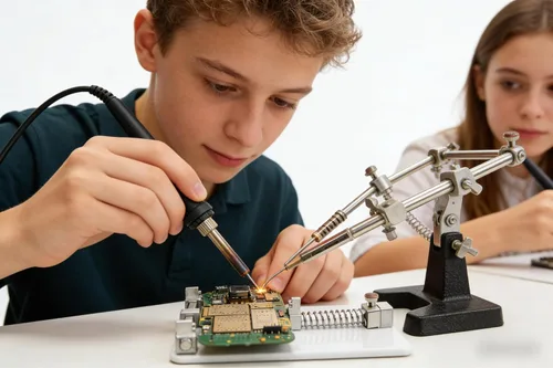 Vista 6 de MAGIKON Soporte para PCB, abrazadera de metal blanco ajustable para soldadura