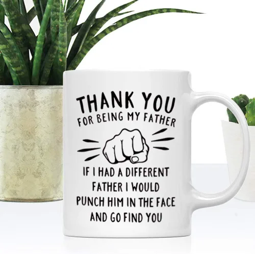 Vista 3 de DQG CVT Taza de café divertida con texto en inglés «Best Dad Mug – Thank You for Being My Father – Día del Padre para papá y esposo, ideas únicas