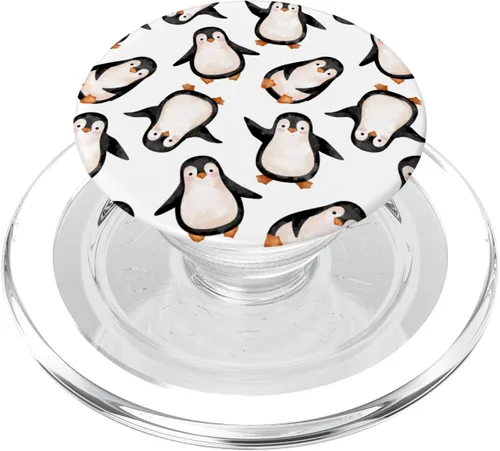 Vista 8 de Pingüinos Acuarela Patrón PopSockets Swappable PopGrip