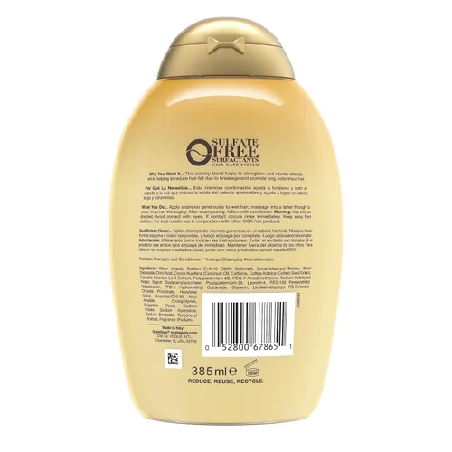 Vista 7 de OGX Champú fortalecedor anticaídas y cafeína de coco con cafeína, aceite de coco y extracto de café, 13 onzas líquidas