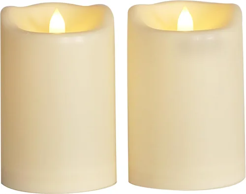 Vista 14 de Velas grandes sin llama para exteriores con temporizador de 4 x 10 pulgadas Blanco