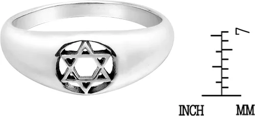 Vista 4 de Anillo de plata de ley 925 con diseño de estrella de David de AeraVida