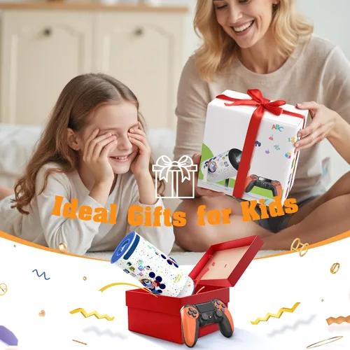 Vista 6 de Proyector de juguetes para niños con más de 275 juegos y TV integrada, mini proyector portátil con controlador inalámbrico, pantalla HD segura