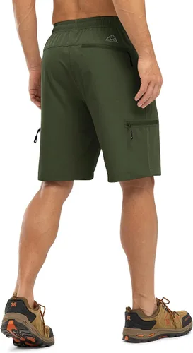 Vista 2 de TBMPOY Pantalones cortos de senderismo para hombre con 5 bolsillos con cremallera, 9 pulgadas, ligeros, para exteriores, trabajo, atletismo, viajes