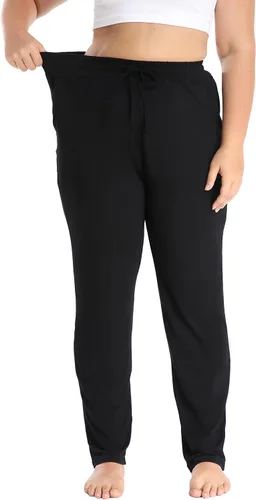 Vista 3 de Cheapestbuy Pantalones de descanso cómodos para mujer, talla grande, pantalones de yoga activos, pantalones de entrenamiento elásticos con bolsillos