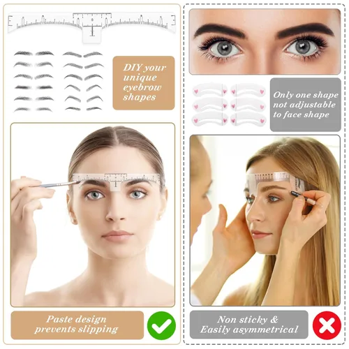 Vista 5 de 100 plantillas de regla de cejas – Abeillo - Adhesivo desechable para regla de cejas, plantilla de cejas de microblading, herramienta de medición