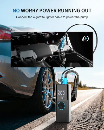 Vista 6 de Compresor de aire portátil para inflador de neumáticos, bomba de neumáticos 4 veces más rápida y 150 PSI para automóvil, moto, bicicleta y pelota