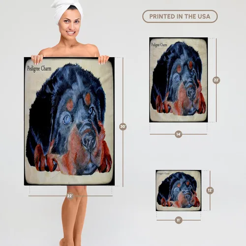 Vista 6 de 3dRose Pedigree Charm- Humor, Dog, Dogs, Rottweiler, Rottie, rotties, Rottweilers, pups, Puppy, Puppies 15x22 Hand Towel